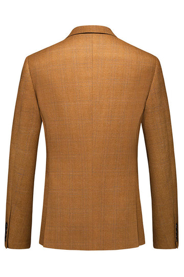 Caramel Peaked Lapel 3 Pieces Men's Prom Suits